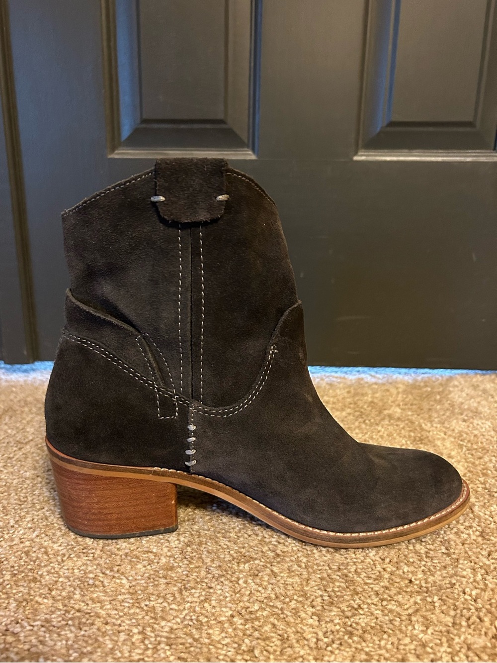 Women's Dolce Vita Grey Suede Ankle Boots with Low Block Heel